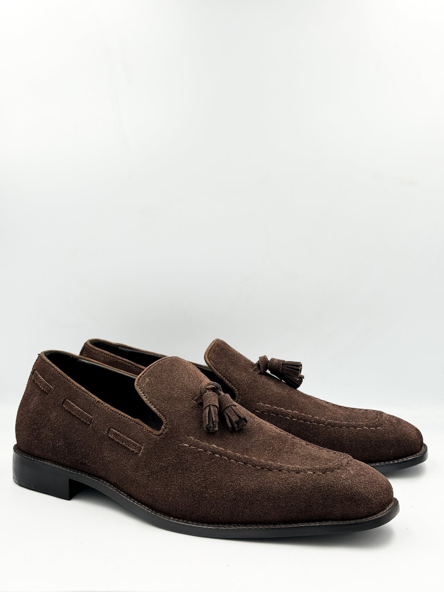 Brown Suede Penny Loafers