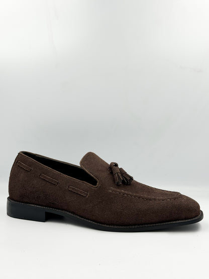 Brown Suede Penny Loafers